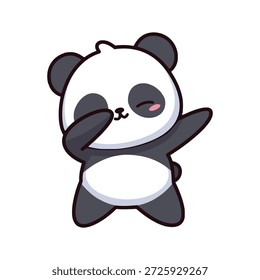 Süße Cartoon Panda Winken und Posing spielerisch - Adorable Kawaii Vektorgrafik einzeln auf Weiß
