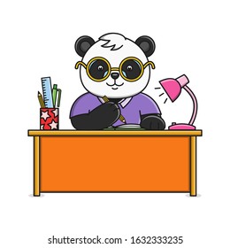 
Cute cartoon panda writing in a notebook vector illustration design