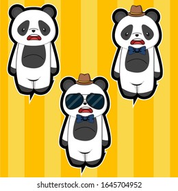 lindo panda de caricatura con fondo amarillo