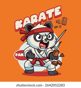 Cute cartoon pandas in martial arts poses wearing karate uniforms and headbands. Fun and dynamic illustration perfect for kids, sports, and character design themes