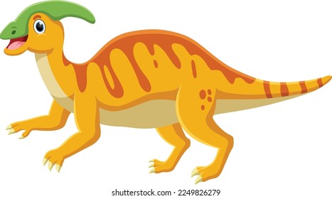 Cute Cartoon parasaurolophus isolated on white
