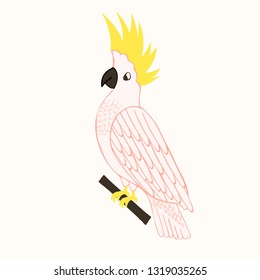 Cute cartoon parrot bird. Macaw wild ara illustration for children book.