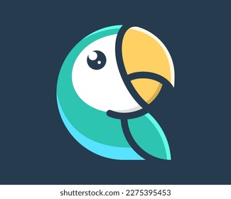 Cute Cartoon Parrot Macaw Ara Parakeet Bird Funny Modern Colorful Illustration Vector Logo Design