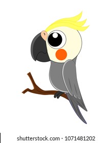 Cute cartoon parrot vector illustration isolated on white background.