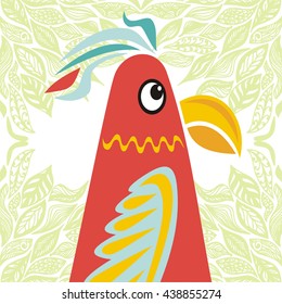 Cute cartoon parrot. Vector illustration.