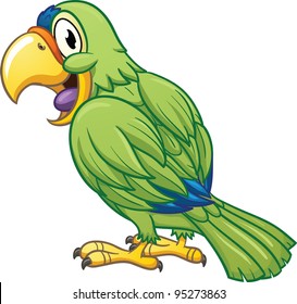 Cute cartoon parrot. Vector illustration with simple gradients. All in a single layer.