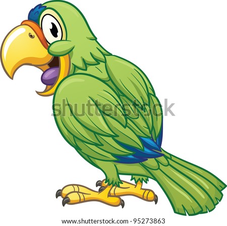 Cute Cartoon Parrot Vector Illustration Simple Stock Vector (Royalty