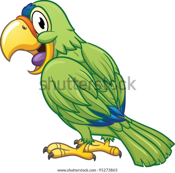 Cute Cartoon Parrot Vector Illustration Simple Stock Vector (Royalty ...