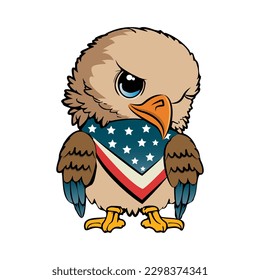 Cute cartoon patriotic eagle. Vector stock illustration.