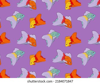Patrón de dibujos animados con peces de cola brillante.