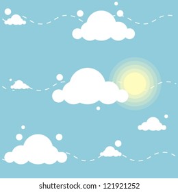 cute cartoon pattern with clouds and sun