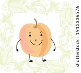 Cute cartoon peach. Vector illustration