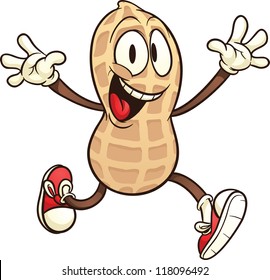 Cute cartoon peanut. Vector clip art illustration with simple gradients. All in a single layer.