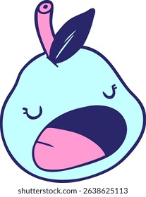 cute cartoon pear in bright neon colors