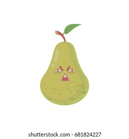 Cute cartoon pear. Fruit in flat modern style.
