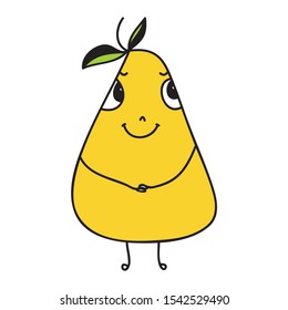 Cute cartoon pear. Vector illustration