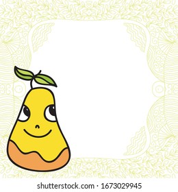 Cute cartoon pear. Vector illustration