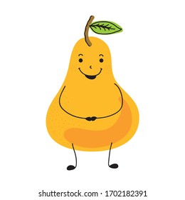 Cute cartoon pear. Vector illustration