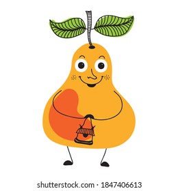 Cute cartoon pear. Vector illustration