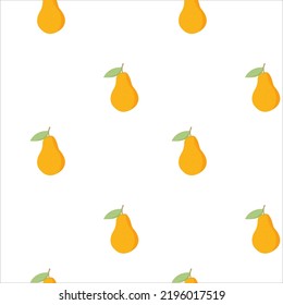 Dibujo vectorial de pera de dibujos animados. Patrón transparente