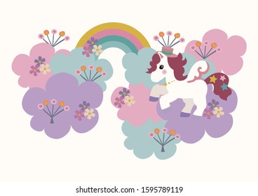 cute cartoon pegasus. Vector illustration isolated.
Mythical creature character.

