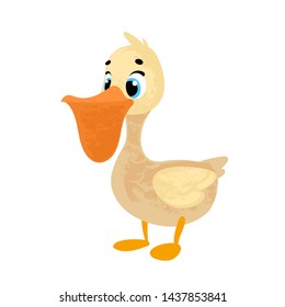 Cute cartoon pelican. Vector illustration in children's style, for children's books, posters, stickers or room decor
