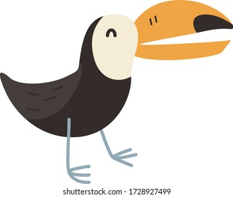 Cute Cartoon pelican, Vector illustration pelican on a white background. Drawing for children