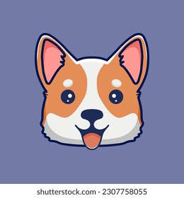 cute cartoon Pembroke Welsh Corgi dog portrait illustration