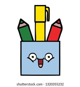 cute cartoon of a pencil pot