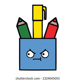 cute cartoon of a pencil pot