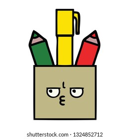 cute cartoon of a pencil pot