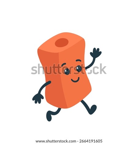 Cute cartoon pencil sharpener character, flat vector illustration