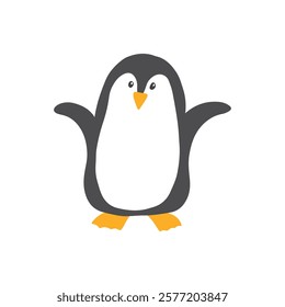 Cute Cartoon Penguin. Arctic, Polar animal. Creature image icon. Vector Illustration.