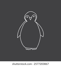 Cute Cartoon Penguin. Arctic, Polar animal. Creature image outline doodle icon. Vector Illustration.