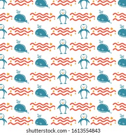 cute cartoon penguin background pattern