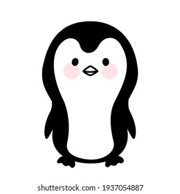 Cute cartoon penguin bird isolated