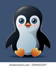 Cute cartoon penguin. Children's flat vector illustration isolated on background