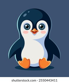 Cute cartoon penguin. Children's flat vector illustration isolated on background