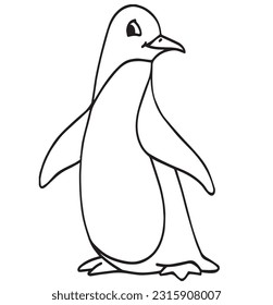 Cute cartoon Penguin coloring page for kids  Vector illustration for children  Vector illustration Cute cartoon Penguin isolated white background  
