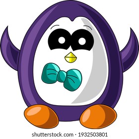 Cute cartoon penguin. Draw illustration in color