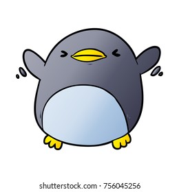 cute cartoon penguin flapping wings