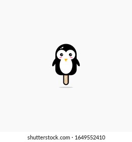 Cute cartoon penguin ice cream character.