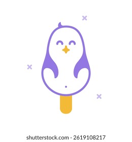 Cute cartoon penguin ice cream treat design perfect for summer fun and childrens parties