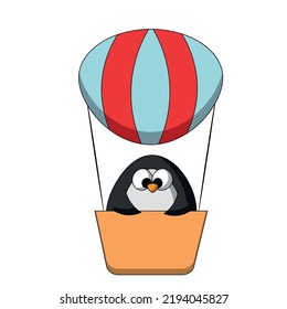 Cute cartoon Penguin in an inflatable Balloon in color