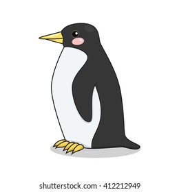 Cute cartoon penguin isolated on white background. Vector illustration