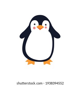 Cute Cartoon Penguin On A White Background. Vector Illustration.