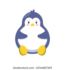 Cute cartoon penguin on a white background