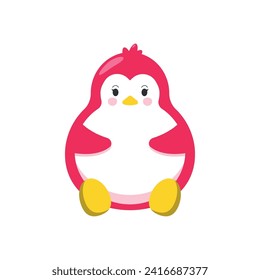 Cute cartoon penguin on a white background