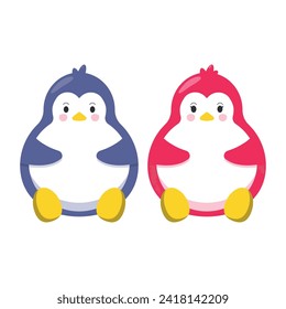 Cute cartoon penguin on a white background