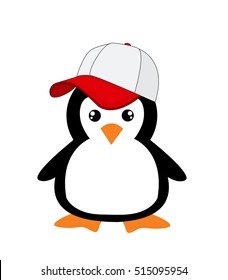 Cute cartoon penguin on white background